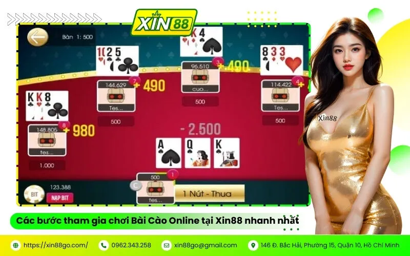 Các bước tham gia chơi Bài Cào Online tại Xin88 nhanh nhất